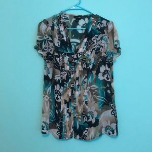 East 5th Button down Large Floral Blouse